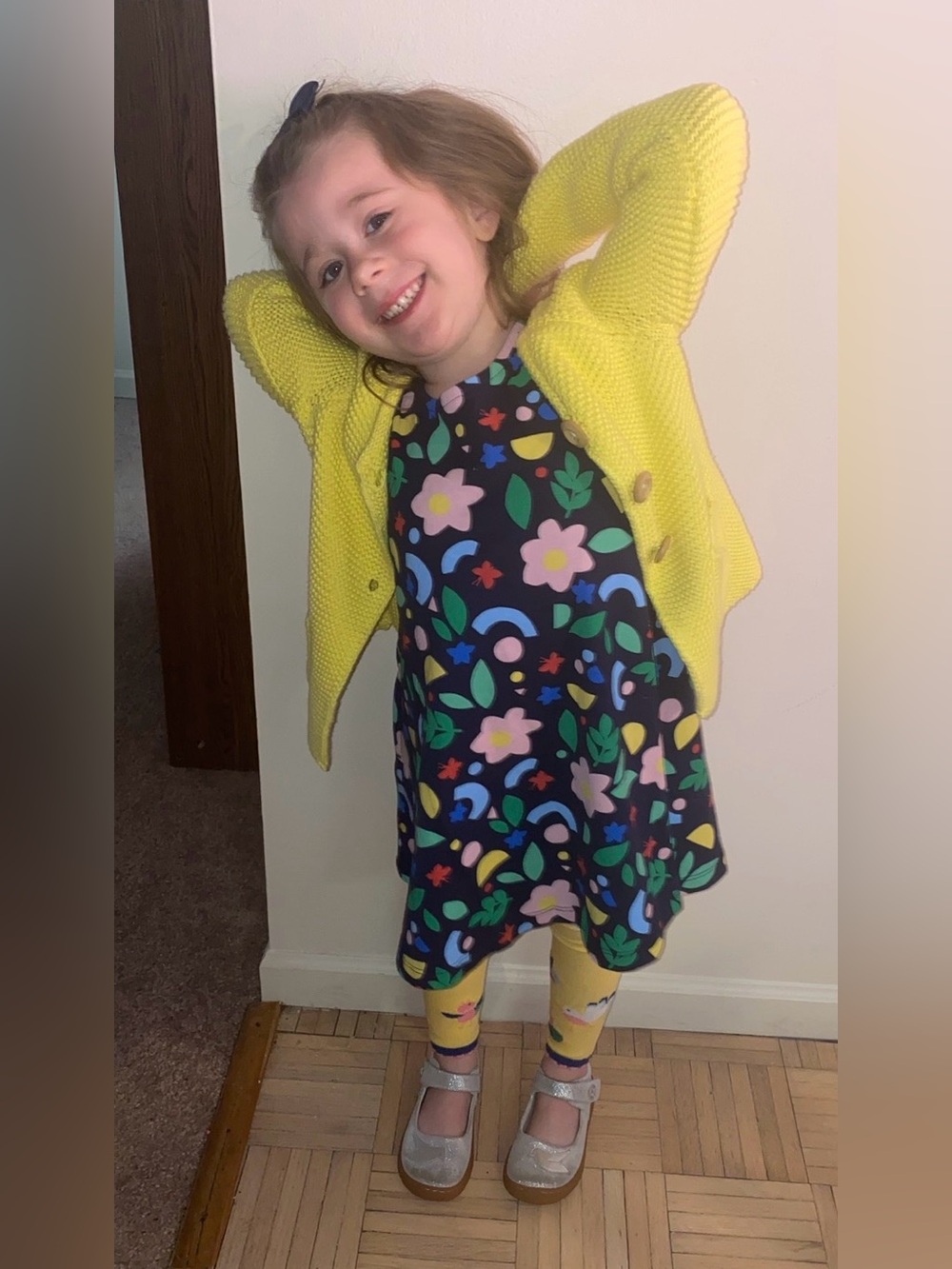 Mini Boden Yellow Knit Button-Front Cardigan Jacket - Picture 2 of 4